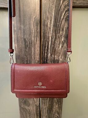 Michael Kors Women's Burgundy Leather Crossbody Bag